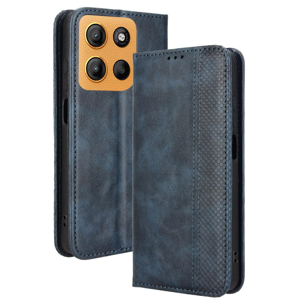 For Motorola Moto G15 4G/G15 Power 4G Leather Case Wallet Stand Retro Texture Phone Cover