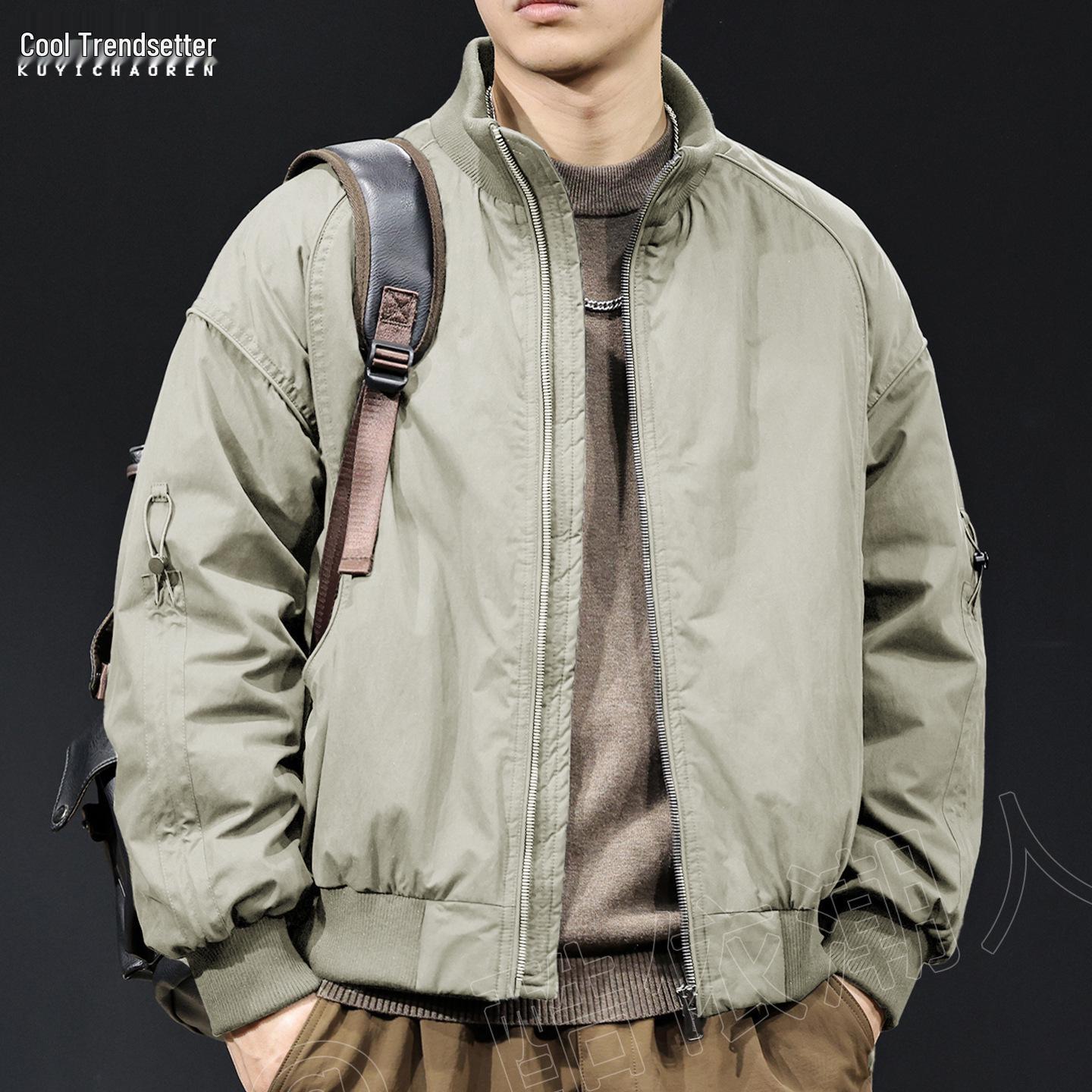 

Men s Winter 2025 American-Style White Duck Down Jacket, Stand Collar, Thickened Warm Short Jacket, Plus Size, Trendy Brand. 2XL fits 160-180 kg зеленого кольору хакі