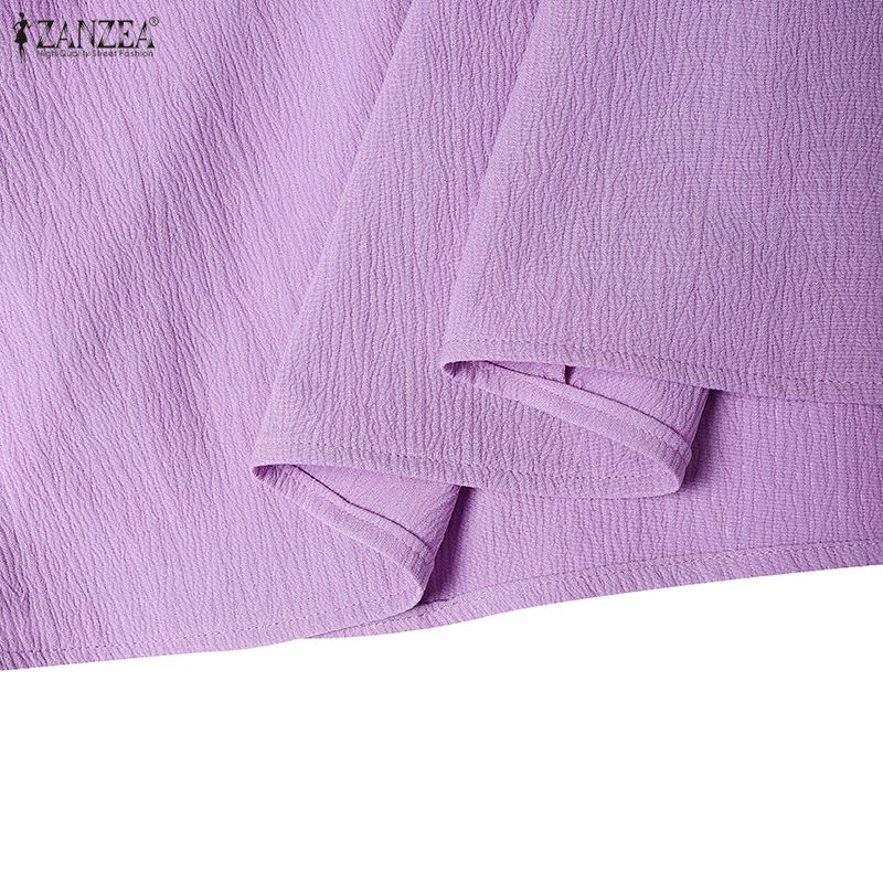 ZANZEA Women Casual Round Neck Loose Summer Short Sleeve Dress