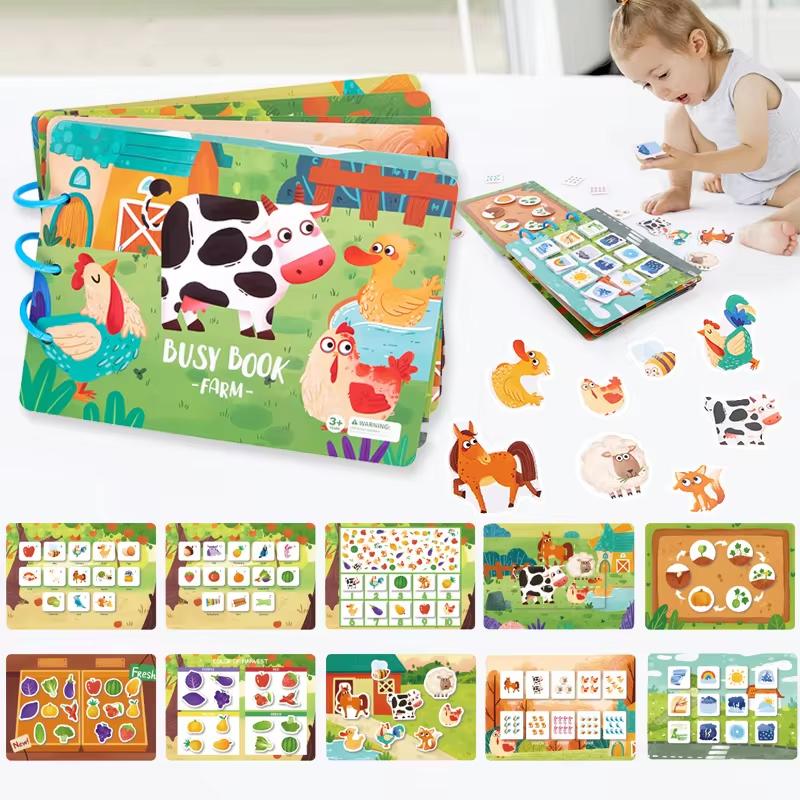 Montessori Toddler Busy Book Learning Activity Quiet Book for Early Education 2-4 Years