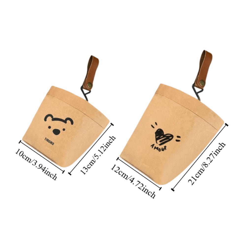Multipurpose Vehicle Organizer Bear Shaped Kraft Paper Storage Bag Car Air Vent Trash Can  Car Use
