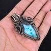 Larimar Pendant Gemstone Jewelry, 999 Copper Wire Wrapped Pendant, Handmade Jewelry Birthstone Pendant, Gift For Him