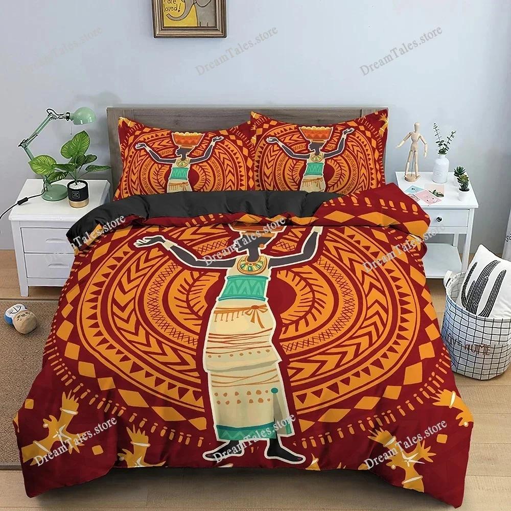 Egyptian Print Duvet Cover Set,3D Ancient Egypt Tribe Decor Comforter Cover Set for Adult Women King Size Polyester Bedding Set7
