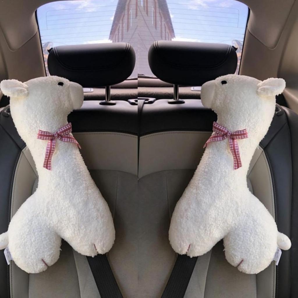 Cute Cartoon Car Seat Belt Shoulder Protector & Travel Pillow - Fit, Comfort Head, Neck & Shoulder Support