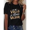 Taglie Europee Donna T-Shirt Vintage con Testo Francese
