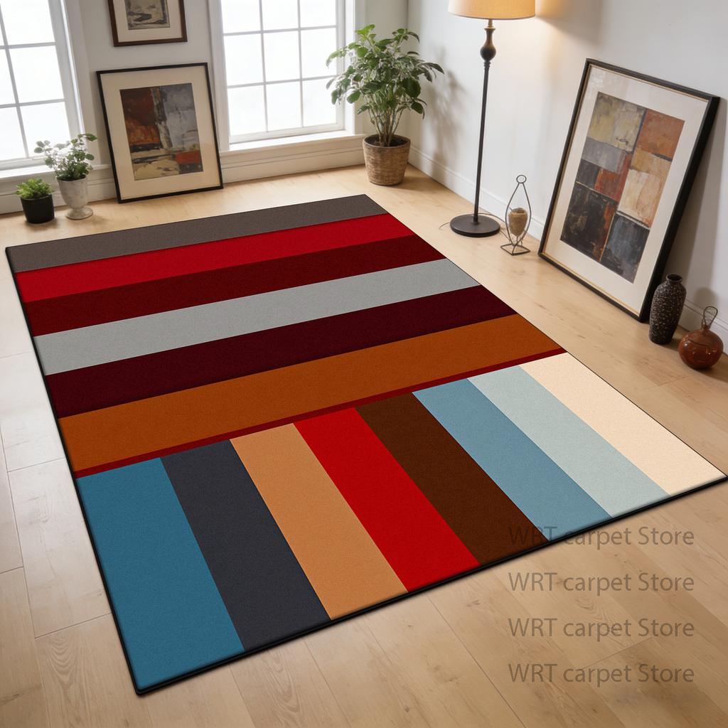 Fashion Simple Style Geometric Carpet Home Decoration Bedroom Study Fluffy Washable Rug Living Room Big Size Non-slip Foot Mat