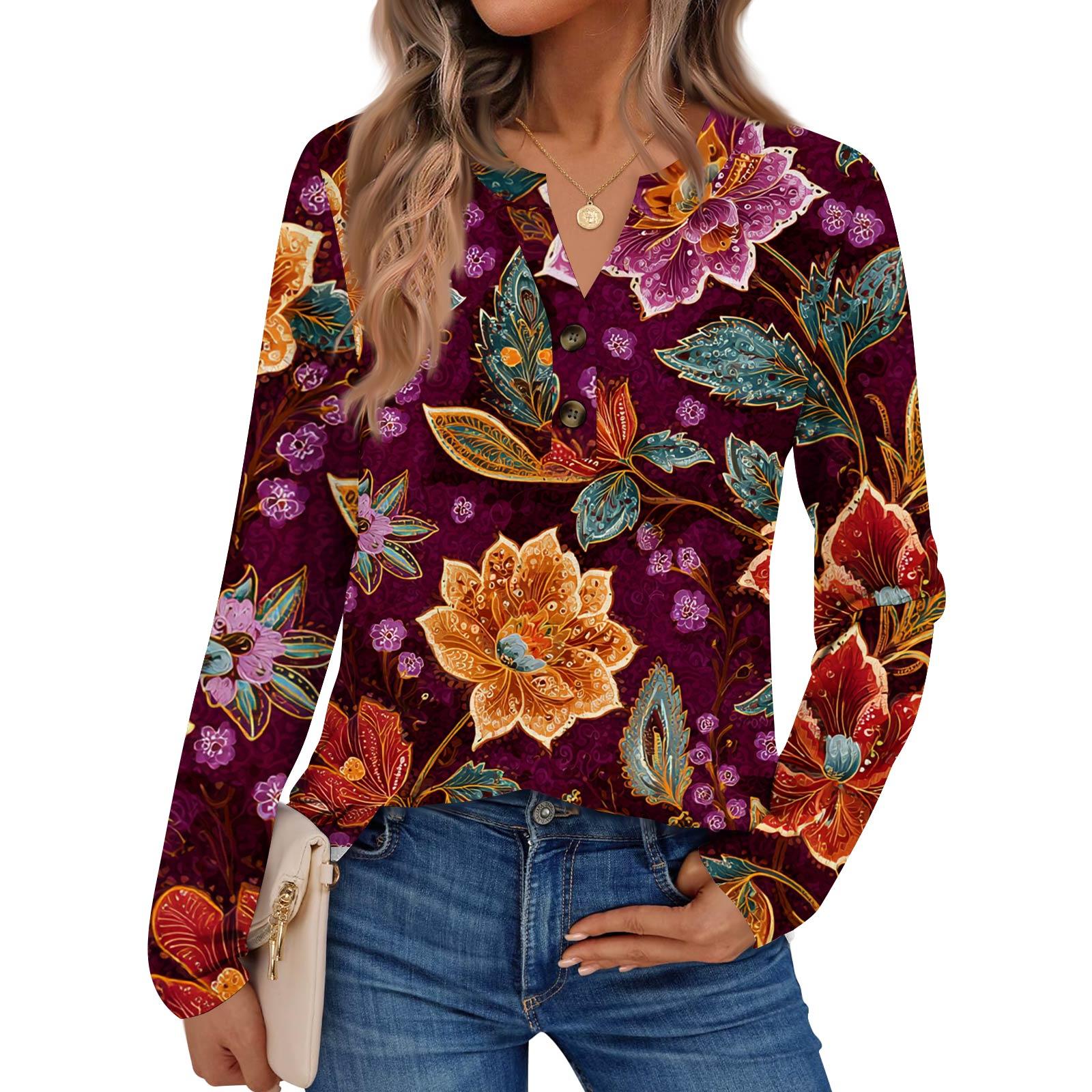 

Женские рубашки с длинным рукавом с принтом Элегантные повседневные топы Модные рубашки Топы XXL