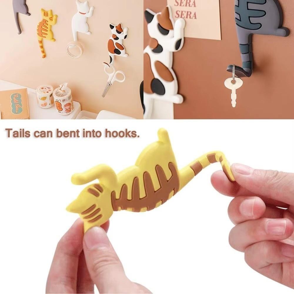 Creative Removable Cat Tail Refrigerator Hooks Cartoon Cat Furniture Decorations Strong Magnetic Hook Fridge Magnet Hook Home