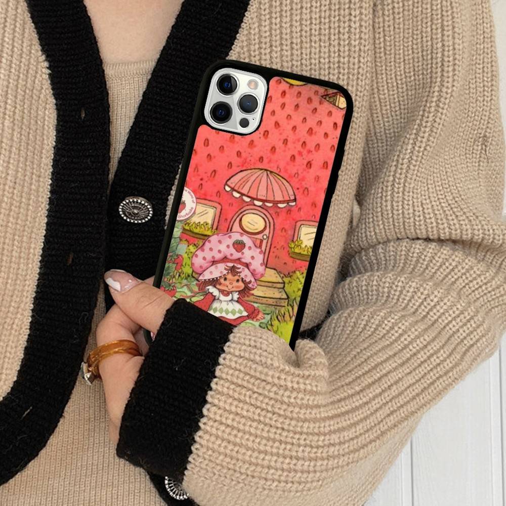 Animated S-Strawberry S-Shortcake Phone Case For IPhone 17 16 Pro Max 11 12 13 14 15 Hard PC+TPU Bracket Back Cover