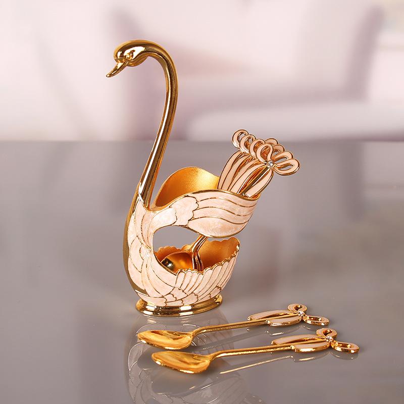 European Retro Coffee Spoon Creative Cygnus Stirring Spoon Mini Dessert Spoon Household Exquisite High-end Fruit Fork