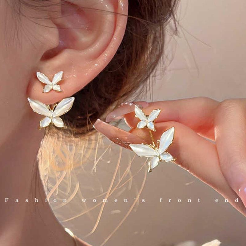 2025 Trendy Korean Micro-Inlaid Zircon Bow Earrings with S925 Silver Needle and Pearl for Women