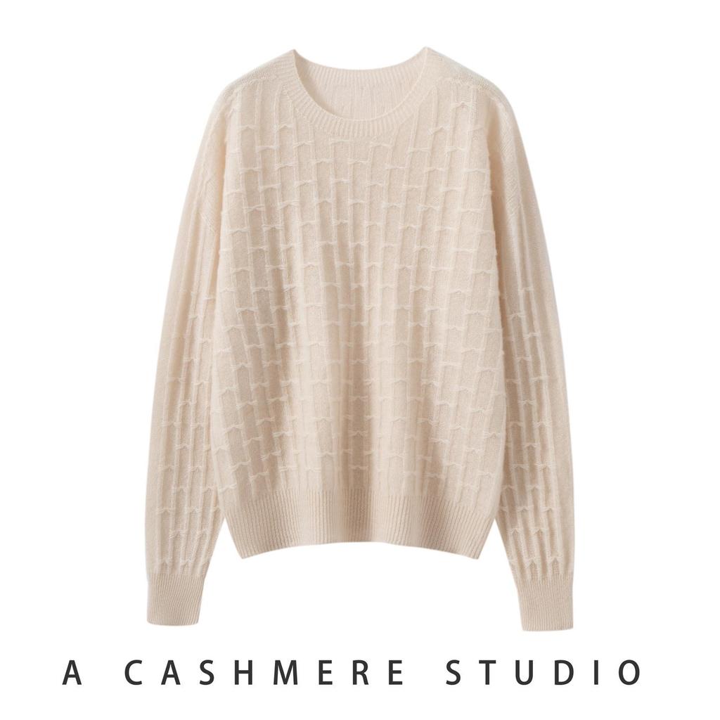 Women's 100% Pure Cashmere Knit Short Pullover - Autumn/Winter Korean Style Round Neck Sweater.