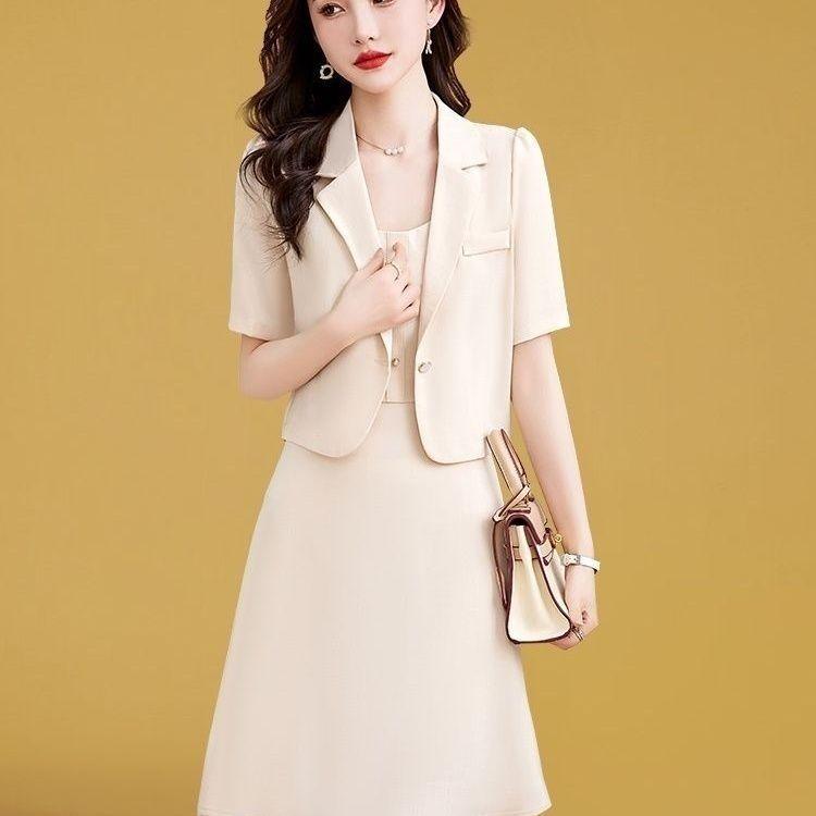 Commuting Dress Temperament Socialite Women's Summer Suit Suspender Skirt Two-piece Set