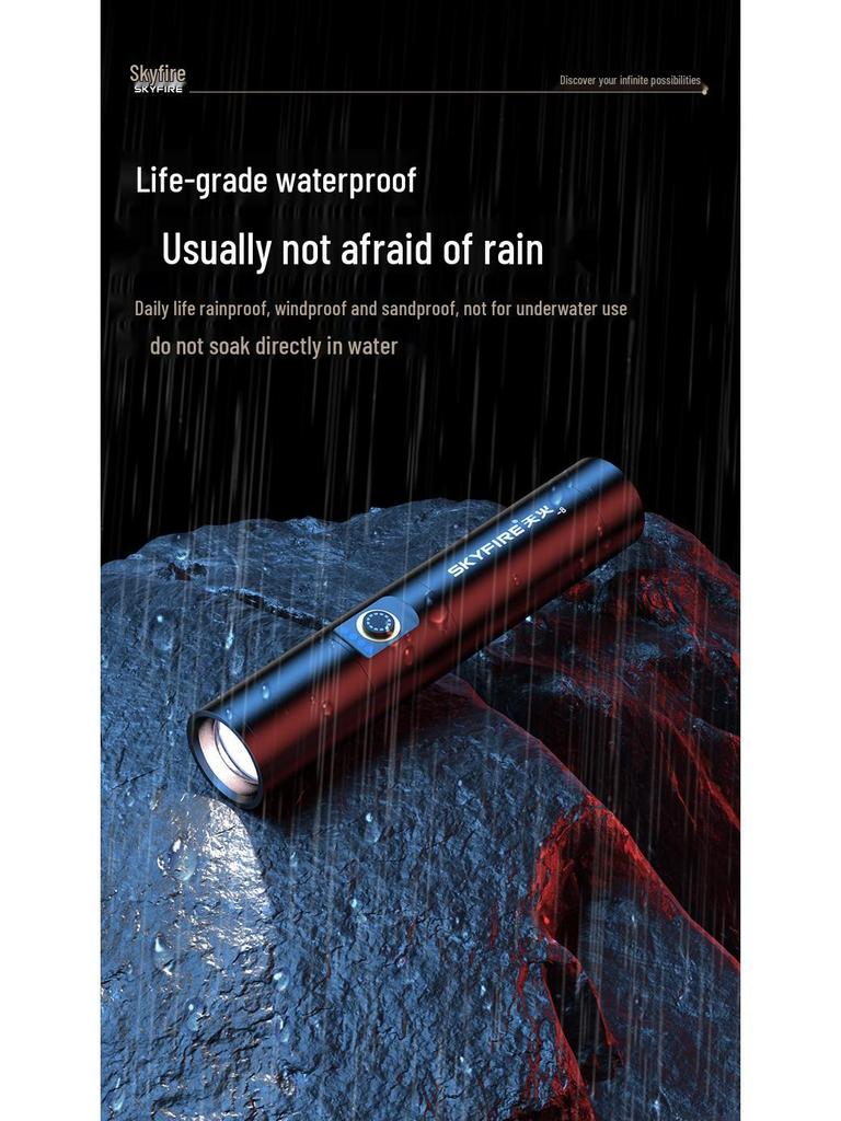 Rechargeable Tactical Flashlight - Super Bright Long-Range Spotlight with Extended Battery Life, Portable for Outdoor and Home Use.