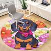 1pc Dachshund Flowers Office Round Rug, Non-slip, Soft and Durable Office Rug for Interior Decoration, Perfect for Office,Decoration Yy260204024