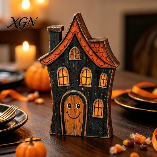 Rustic Ghost Wood Decoration Halloween Haunted House/Cute Wooden Table Ornaments, Farmhouse Tiered Tray Holiday Home Centerpieces Decor, Vintage
