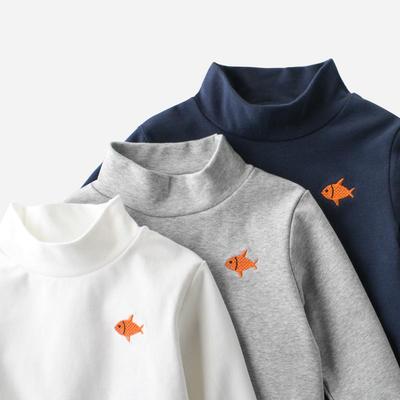 27kids Korean Children's Long-Sleeve High Collar T-Shirt - Spring 2025 Collection for Boys and Babies