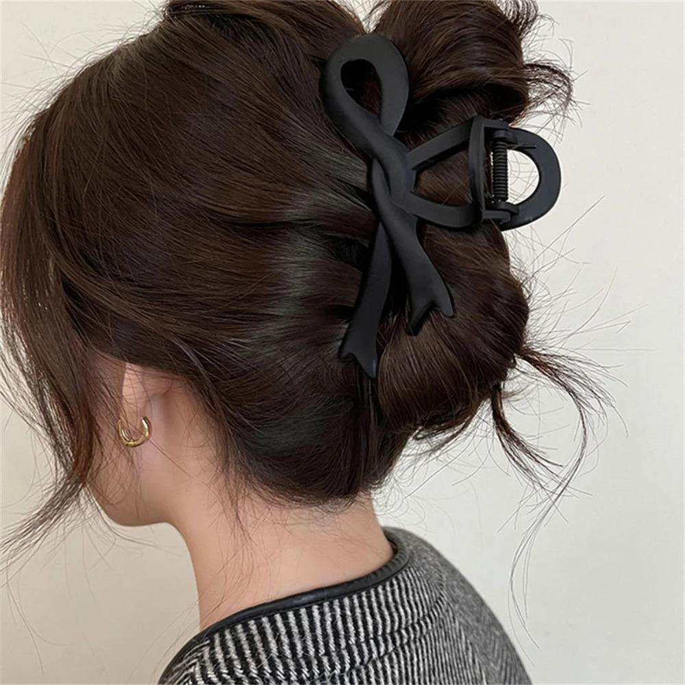 Matte Hair Clips Vintage Ribbon Bow Hair Claws Crab Headwear Hairpins Shark Ponytail for Women Hair Accessories Barrettes