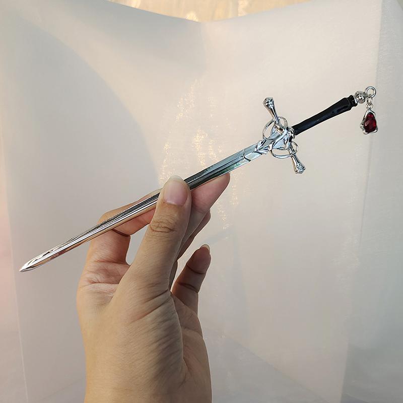 Sword Hairpin Headdress For Women Girls Chinese Style Vintage Hair Sticks DIY Hairstyle Ponytail Holder Hair Accessories Jewelry