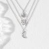 European & American Star Moon Zircon Pendant Necklace: Women's Three-Layer Clavicle Chain with Large Main Stone & Simple Design