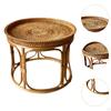 Rattan Side Table Decorative Coffee Holder Storage Tray NightStand Round End for Bedroom