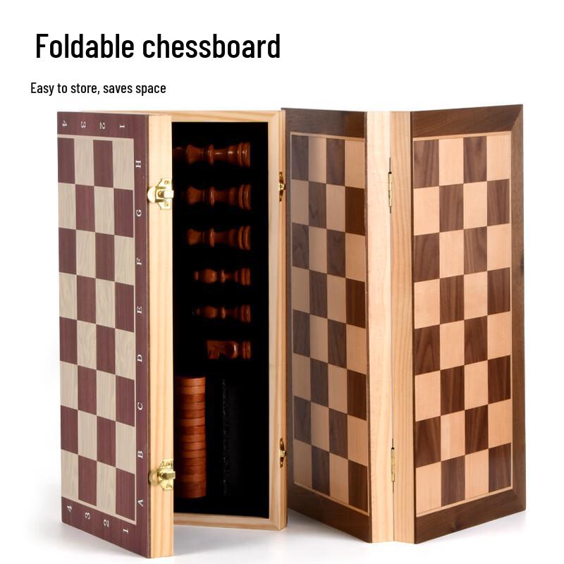 Brangdy Wooden Magnetic Chess & Checkers Set