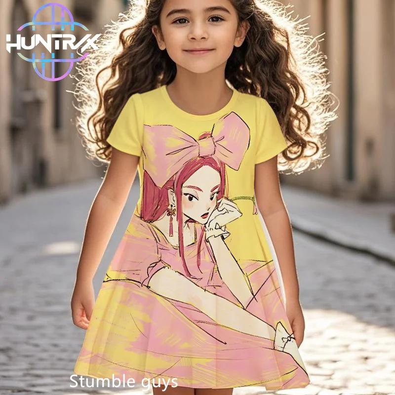 Vestido de Verano Ligero de Chicas Cazadoras de Demonios Kpop Dibujos Animados Anime Manga Corta Vestido de Playa Casual Camisón