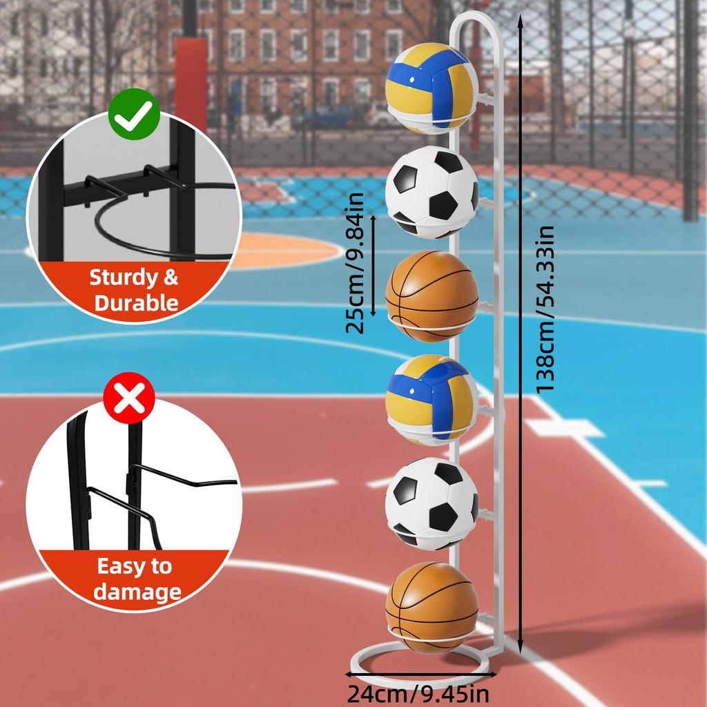 Mobile Basketball Hoop and Storage Rack for Basketball, Football, and Volleyball