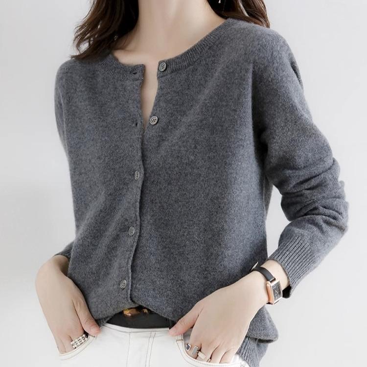 Pulover de primăvară cu gât rotund, larg, moale, subțire, jachetă cardigan tricotată, toamnă, versiune coreeană, mânecă lungă, pulovere uni, topuri, îmbrăcăminte exterioară