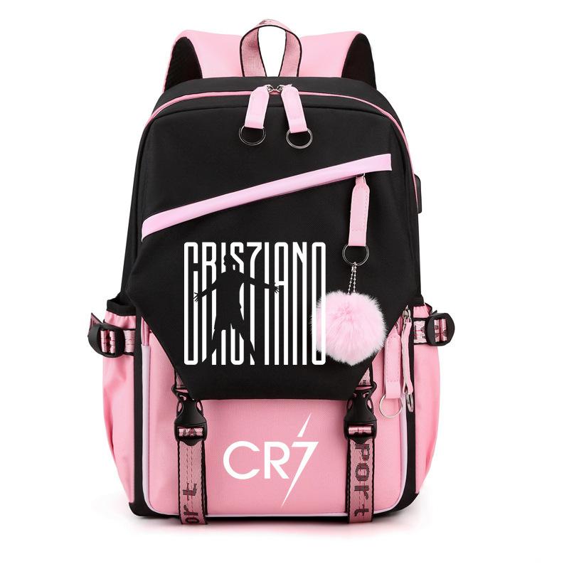New Cr7 Youth Fashion Usb Backpack Shoulder Bag Pencil Case Children S Student School Bag