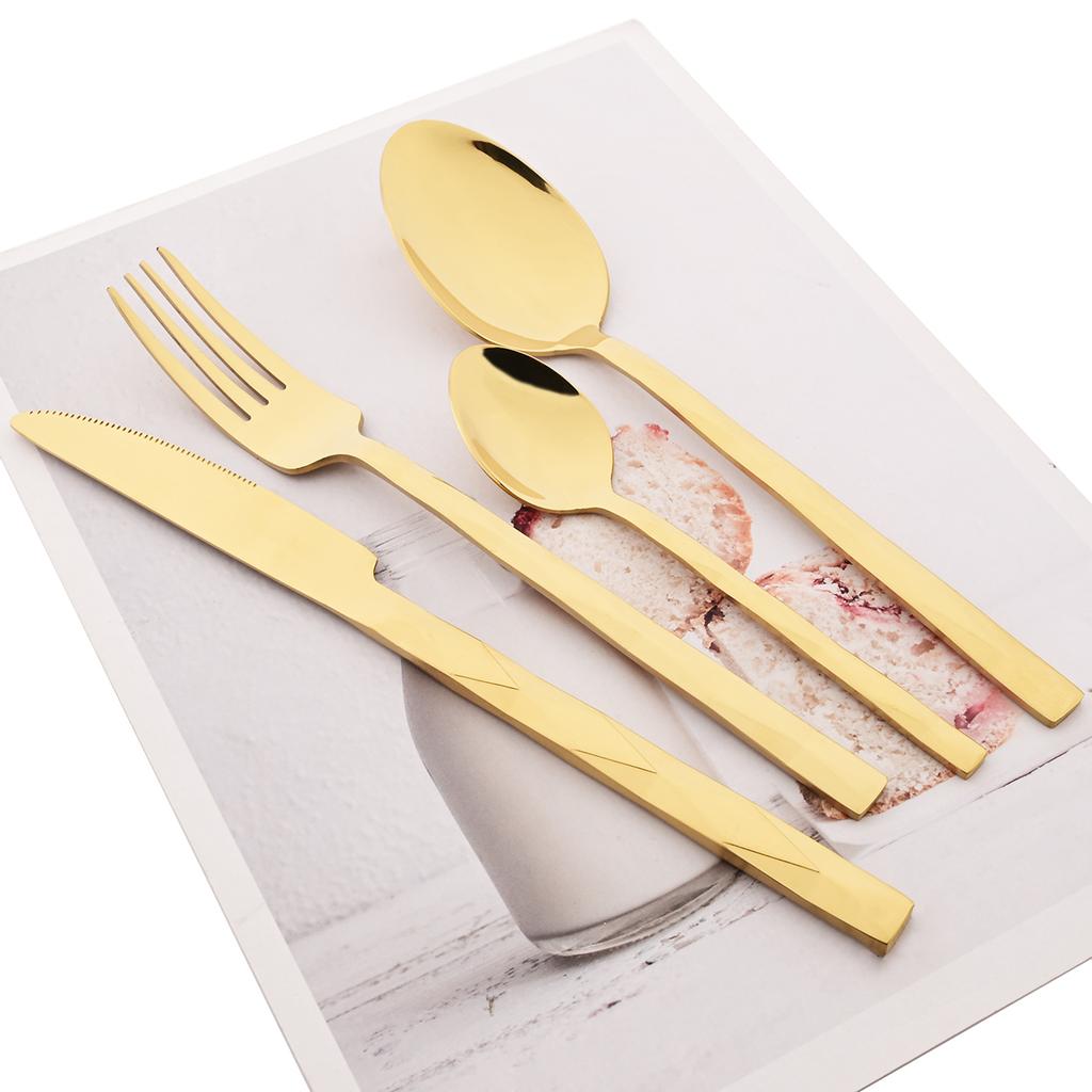 16pcs Black Dinnerware Set Knife Fork Coffee Spoon Cutlery Set Mirror Stainless Steel Flatware Western Party Kitchen Tableware