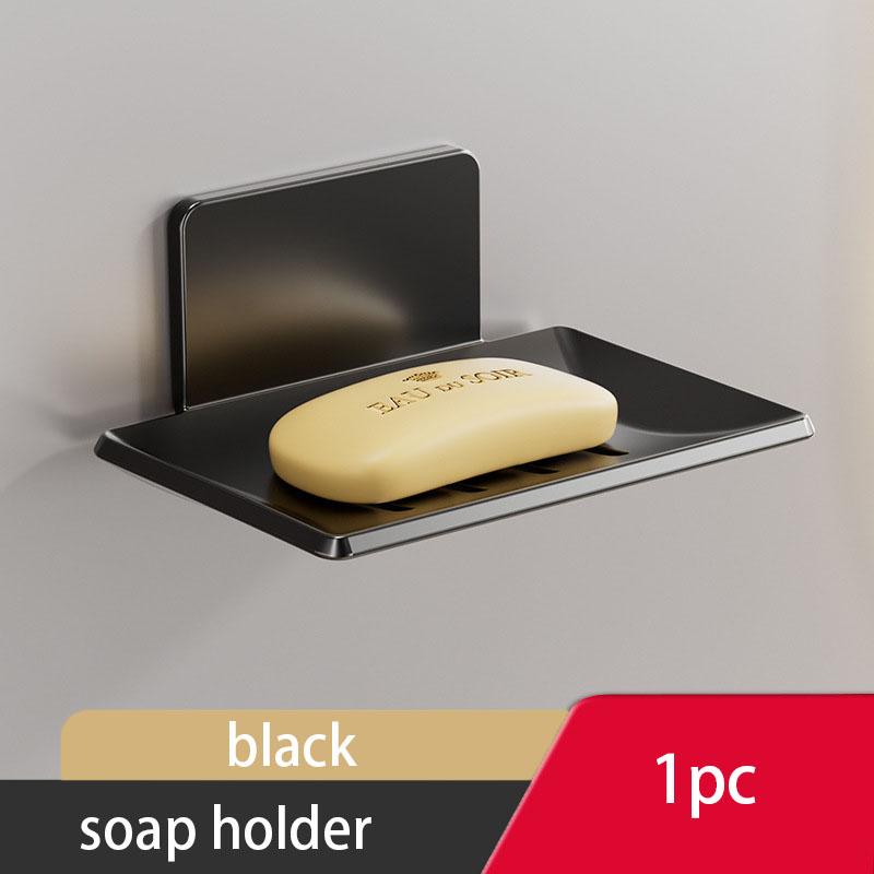 Adhesive Aluminum Soap Dish Holder No Drill Wall Mounted with Drainage Net for Bathroom Shower Storage Rack