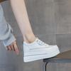 Muffin Platform White Shoes Women's Autumn New Leather Breathable Small Inner Height Increase 8 Casual Board Shoes