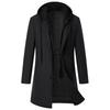 Autumn Winter Men's Thickened Padded Wool Hooded Overcoat, Fake Two-piece Mid-length Warm Parka Jacket