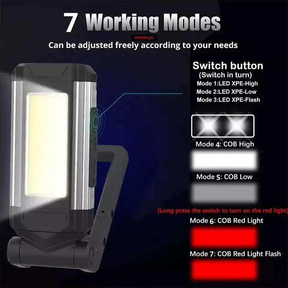 1/2/4PCS Magnetic COB Work Light USB Rechargeable LED Flashlight Portable Lantern Camping Light Type-C Power Bank Function Lamp