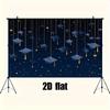 1pc Graduation Background Cloth - Elegant Navy Blue and Gold Degree Cap Decoration  No Power Required