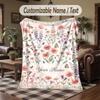 Floral Garden Dreams Theme Throw Blanket Custom Name Text Personalized Blanket Soft Cozy Blanket for Home Sofa Bed