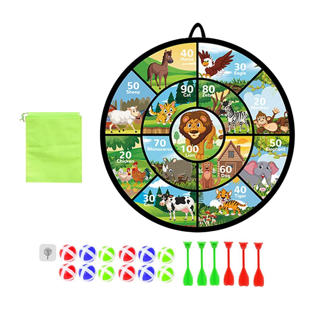 Double Sided Dart Board for Kids Dart Plate 29inch Durable Indoor Outdoor Party Games Toys Target Board with 12 Sticky Balls