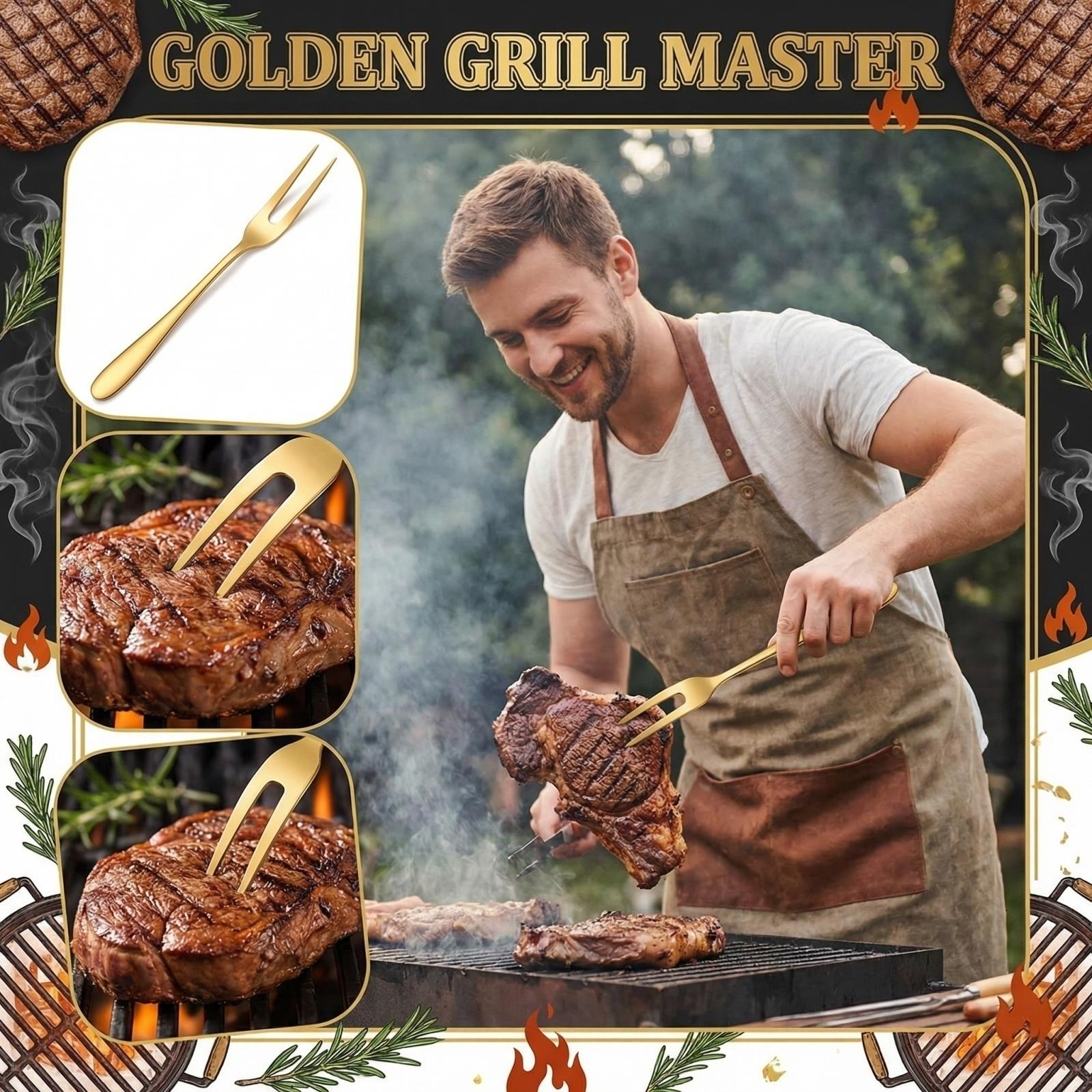 

Stainless Steel Grill, Barbecue, Meat Fork One Size золотой