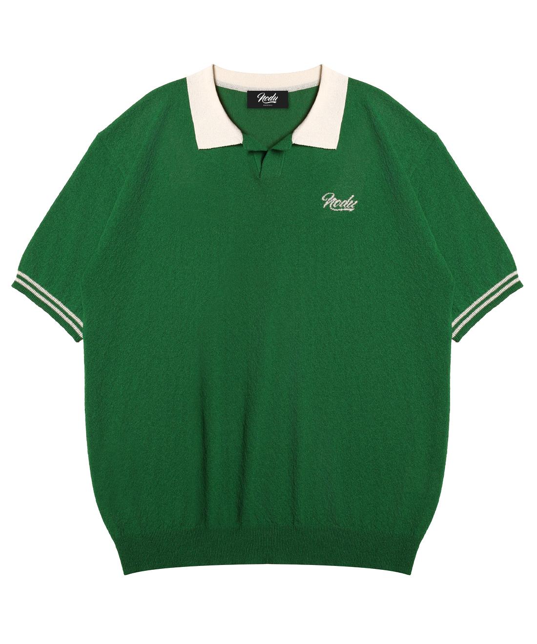 Nod You Summer Vivid Color Block Collar Knit [Green] S