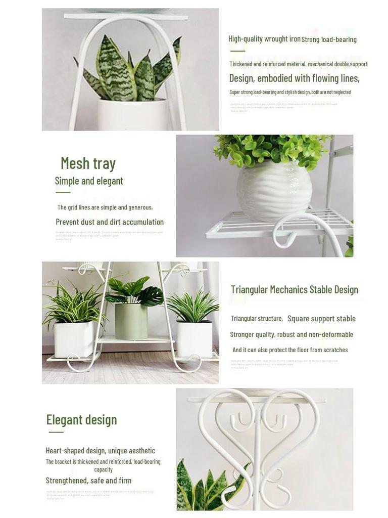 Multi-layer Indoor Flower Stand - Wrought Iron, Space-saving Decor Rack for Home & Balcony