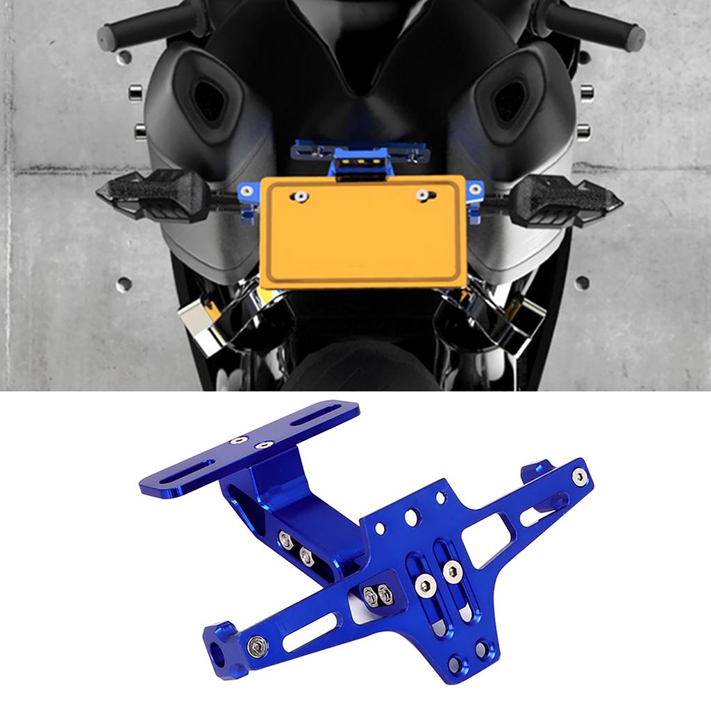 Telescopic Aluminum Alloy Bracket License Plate Holder with LED Light for Motorcycle