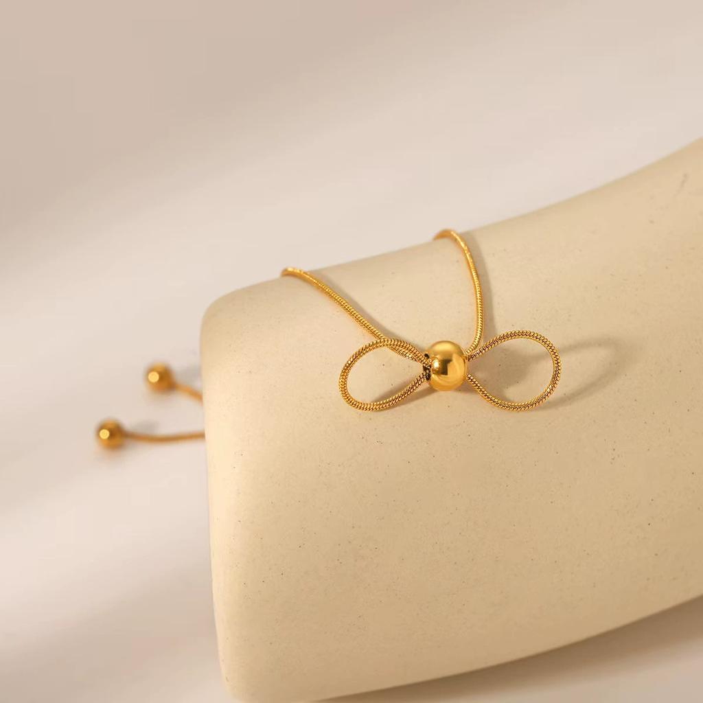 316L Stainless Steel Adjustable Bowknot Beads Bracelet Women SimpleSweet  Set Gifts