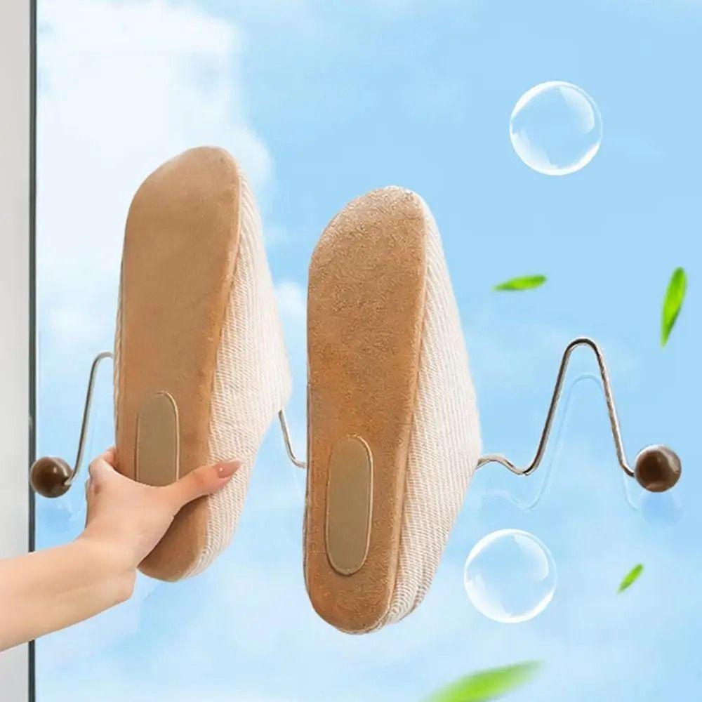 

Removable Wall Mounted Shoe Holder Stainless Steel Shoes Storage Hooks Bathroom коричневий