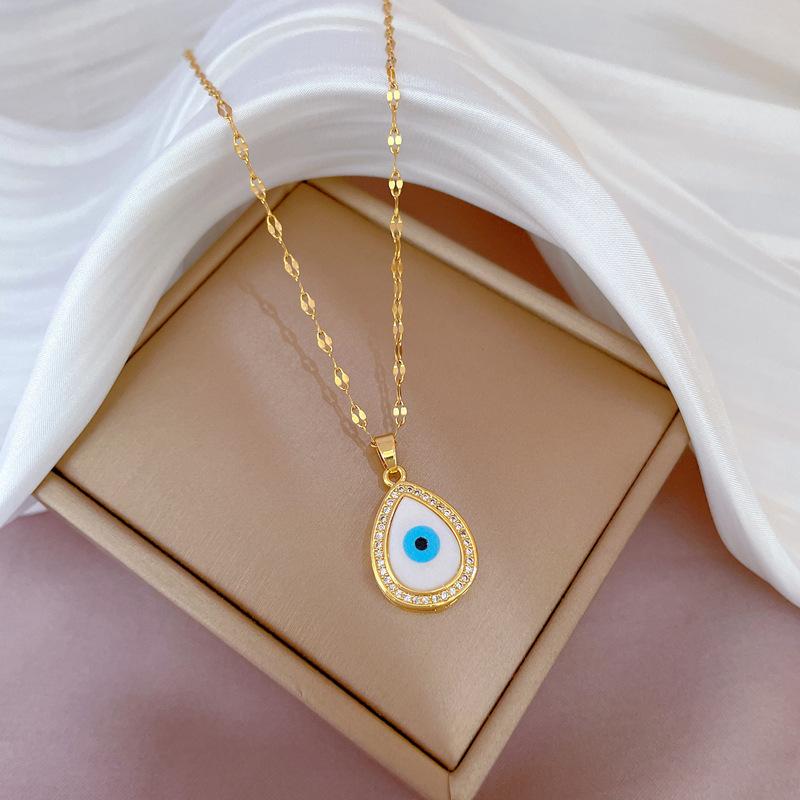 Angel'S Eye Temperament Micro Diamond Necklace Women'S Delicate Wind Clavicle Chain Accessories