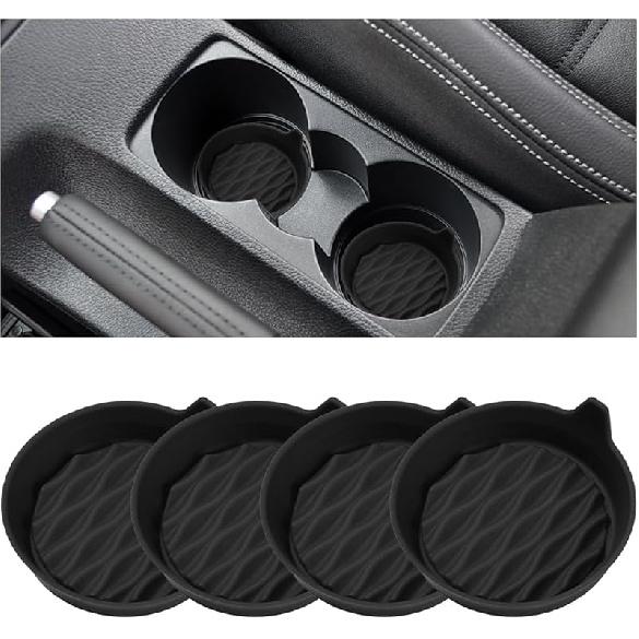 Car Cup Holder Coaster, 4PCS Silicone Non-Slip Vehicle Cup Holder ert Mat, Sift-Proof Spill Recessed Embedded in Bottle Protection Pad, Universal
