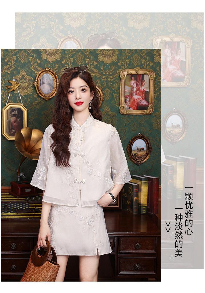2026 Summer New Chinese Fairy Short Skirt Set with Chinese Style Pan Button Top Two Piece Set Shirt for Women