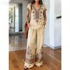 Y116 Summer Loose Top and Wide-Leg Pants Two-Piece Set Women's Fashion European and American Fashion Set