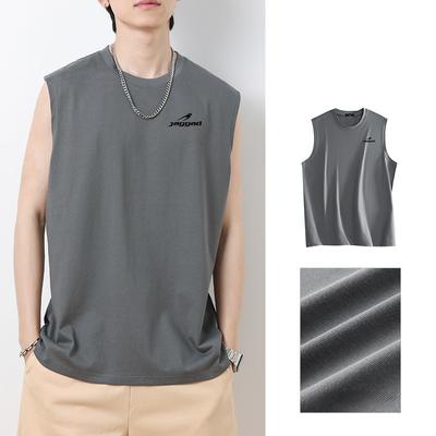 Unisex Sleeveless Cotton T-shirt Men's Summer Suede T Shirt Vest  American High Street Vintage Oversized T-shirt