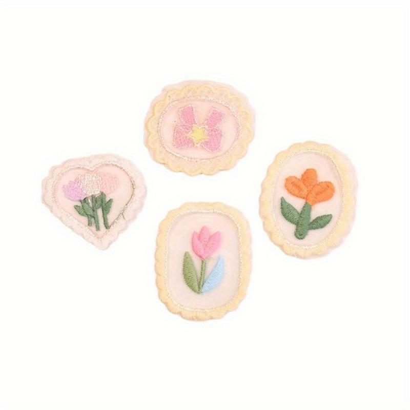 10PCS Lovely Flower Dress Decorative Patch Hairpin Accessories Lace Hollow Mesh Love Flower Decorative Embroidered Cloth Sticker
